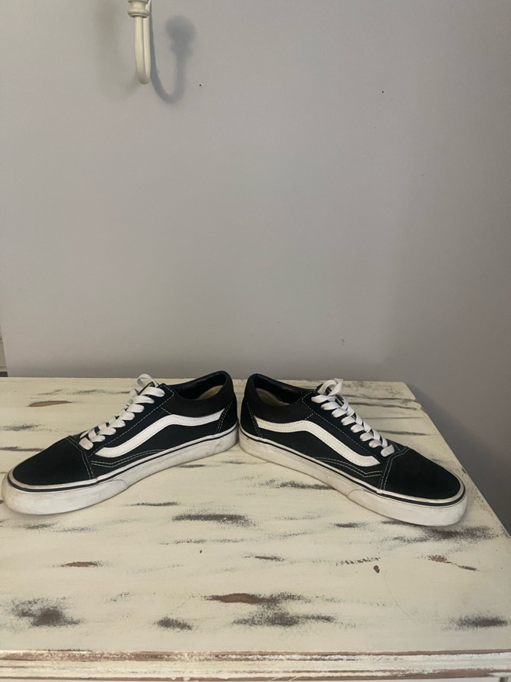 Vans Black and White Old Skool Low-Top Skate Sneakers